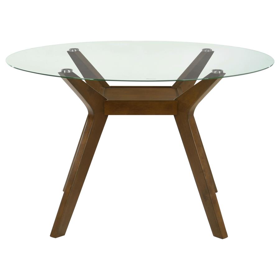 Paxton 5-Piece Round Glass Top Dining Set with Grey Parsons Chairs