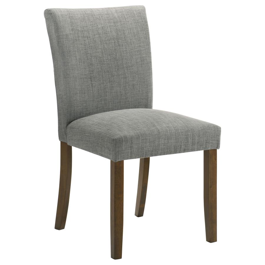 Paxton 5-Piece Round Glass Top Dining Set with Grey Parsons Chairs