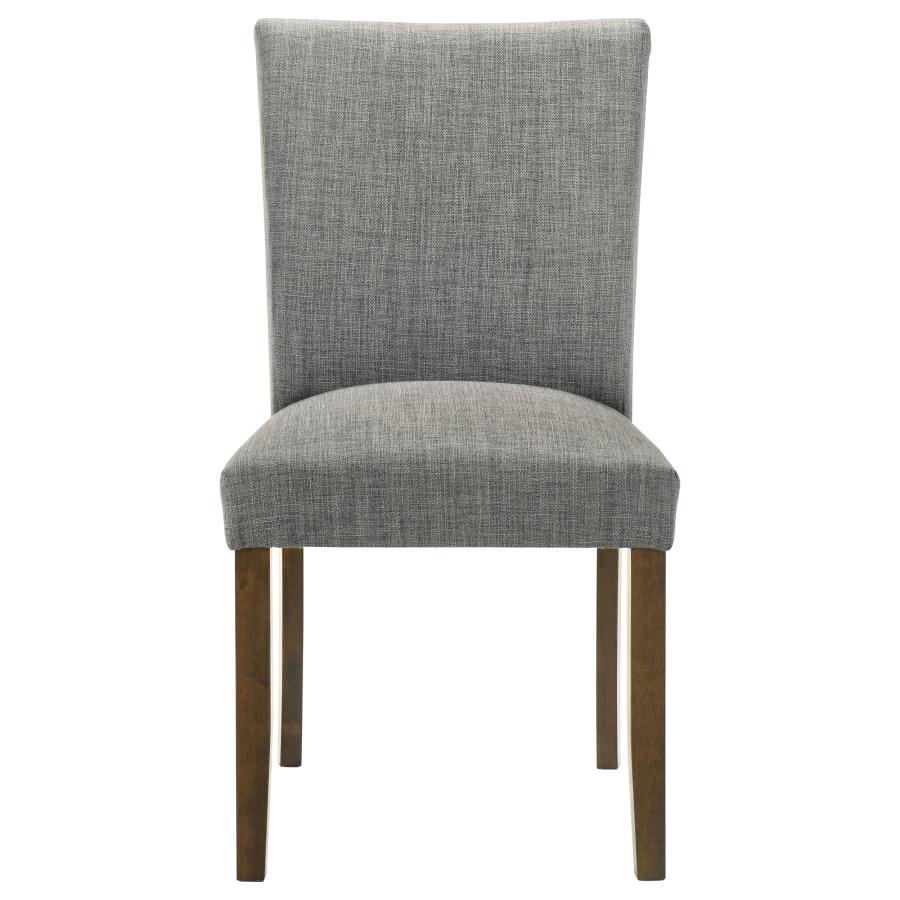 Paxton 5-Piece Round Glass Top Dining Set with Grey Parsons Chairs