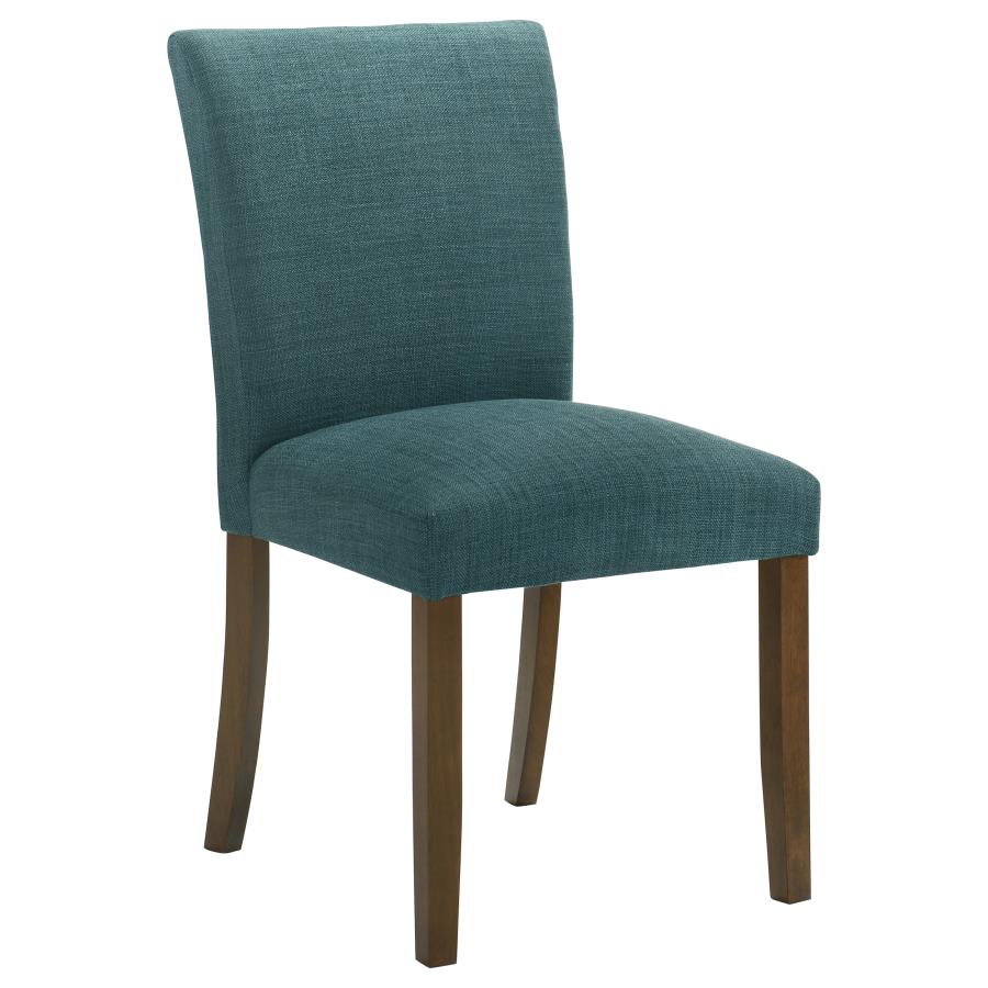 Paxton 5-Piece Round Glass Top Dining Set with Teal Blue Parsons Chairs