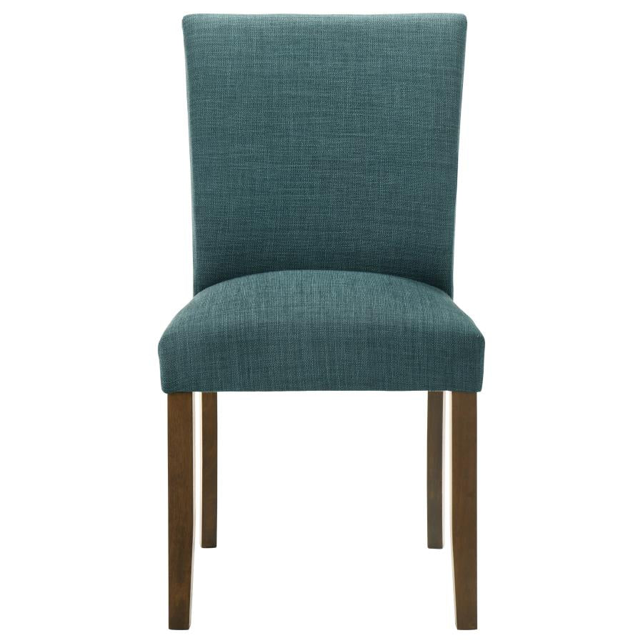 Paxton 5-Piece Round Glass Top Dining Set with Teal Blue Parsons Chairs