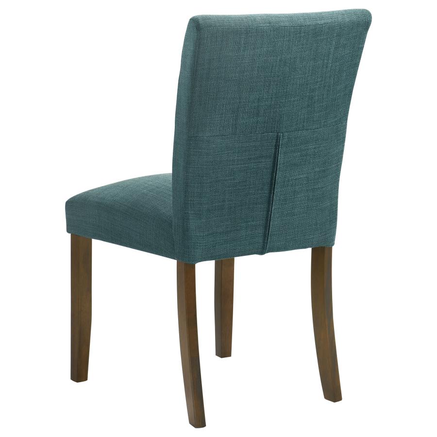Paxton 5-Piece Round Glass Top Dining Set with Teal Blue Parsons Chairs