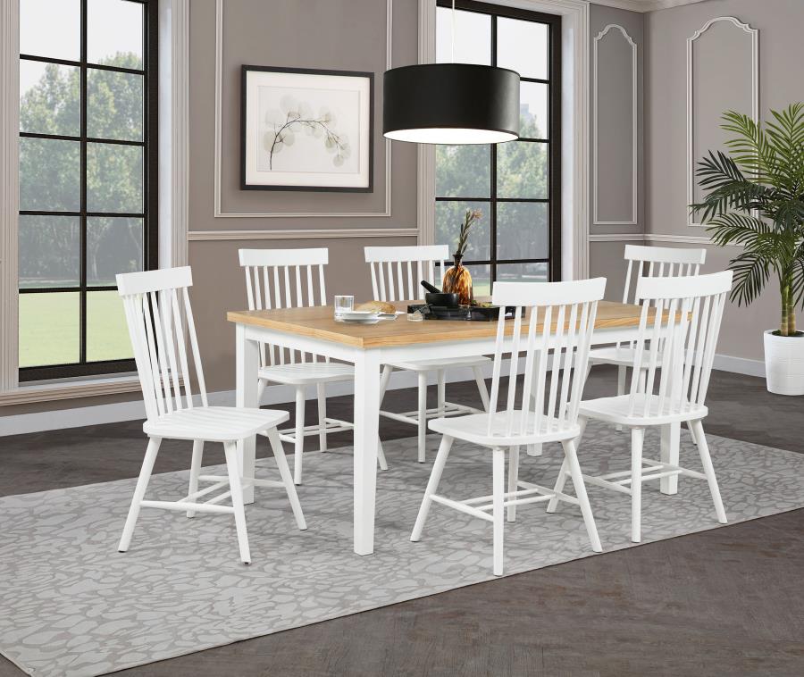 Andrews 7-piece Dining Set with White Chairs Light Ash and White