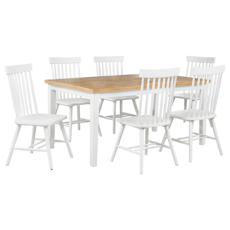 Andrews 7-piece Dining Set with White Chairs Light Ash and White
