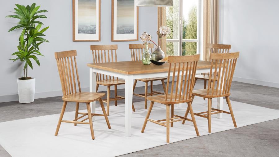 Andrews 7-piece Dining Set with Light Ash Chairs Light Ash and White