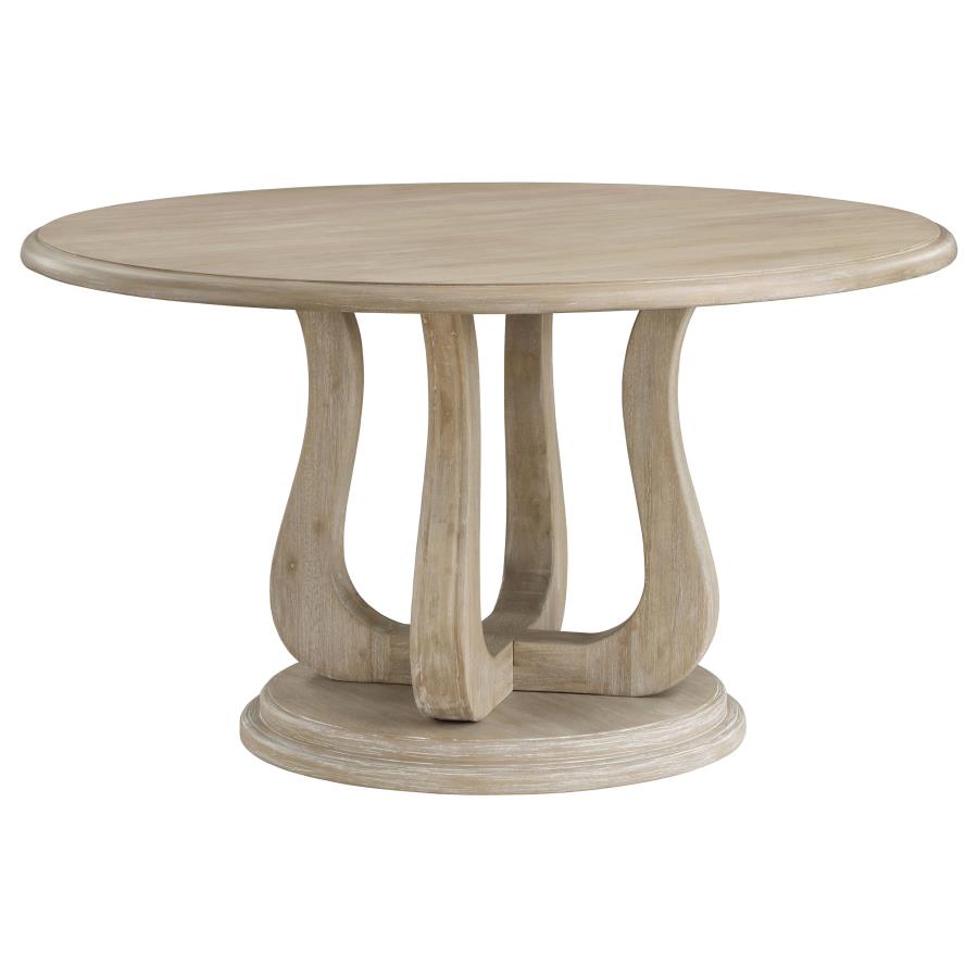 Trofello 5-Piece Farmhouse Round Pedestal Dining Set White Washed