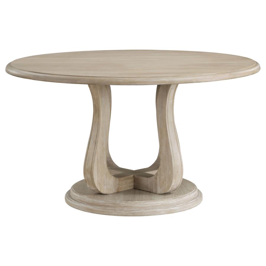 Trofello 5-Piece Farmhouse Round Pedestal Dining Set White Washed