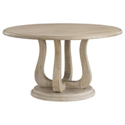 Trofello 60-inch Round Sculptural Pedestal Dining Table White Washed