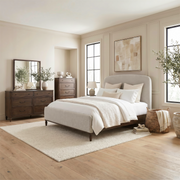 Wesley Hall King Upholstery Bed, Dresser & Mirror, Chest