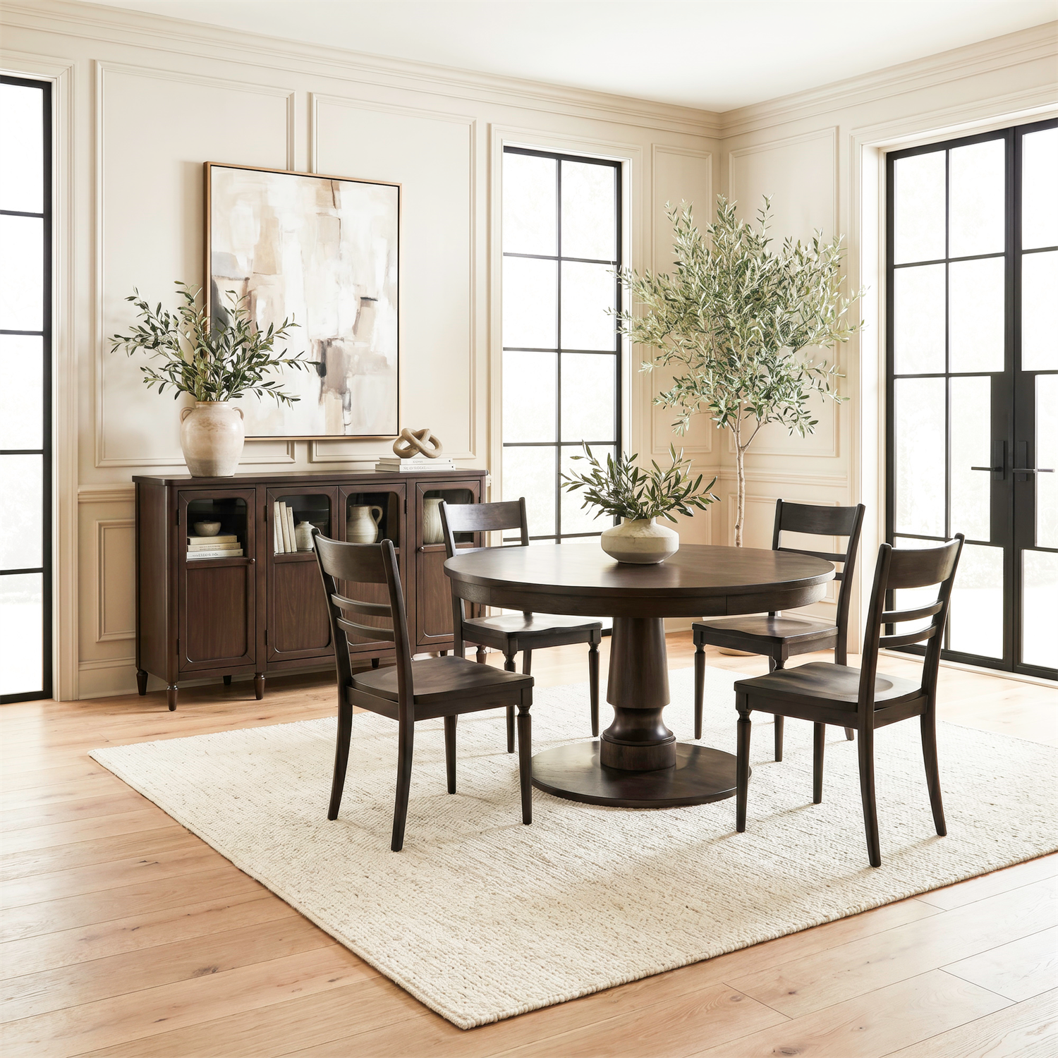 Wesley Hall 5 Piece Pedestal Table Set