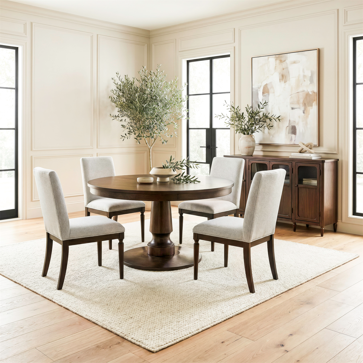 Wesley Hall Opt 5 Piece Pedestal Table Set
