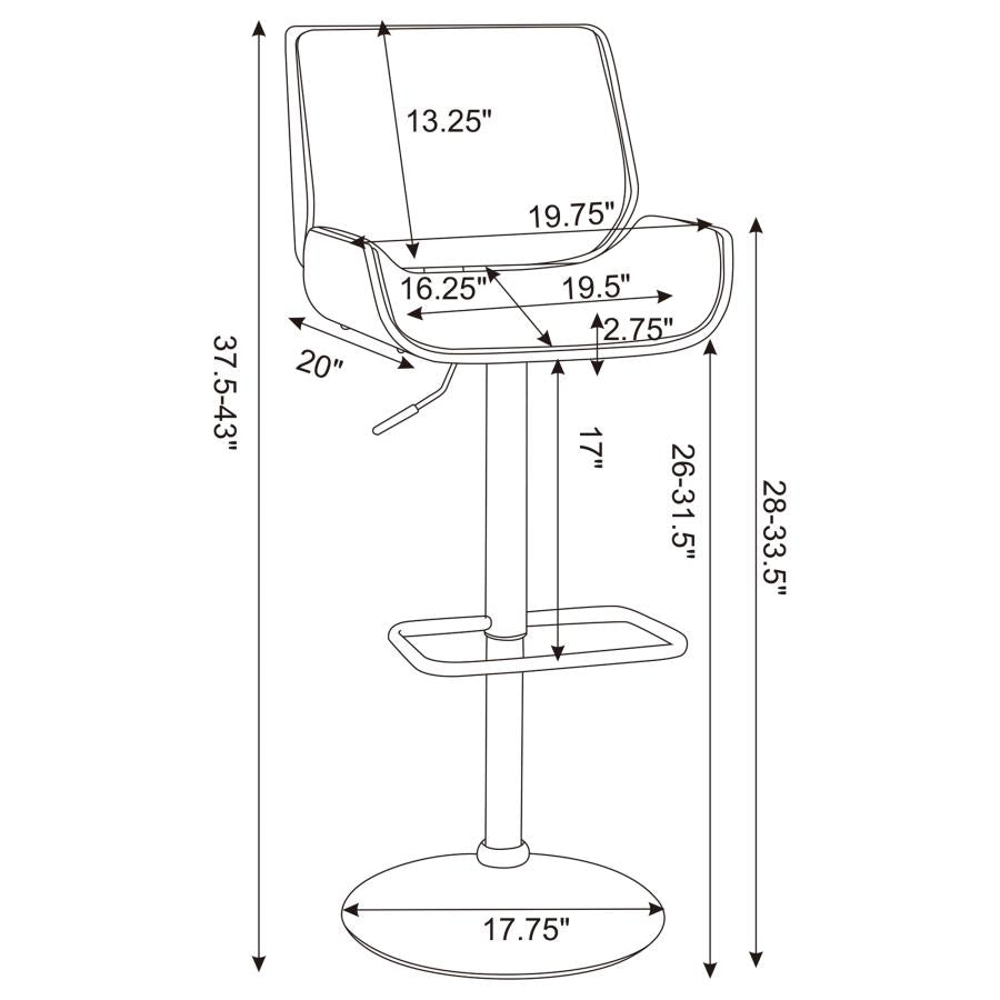 Folsom Upholstered Adjustable Bar Stool Black and Chrome