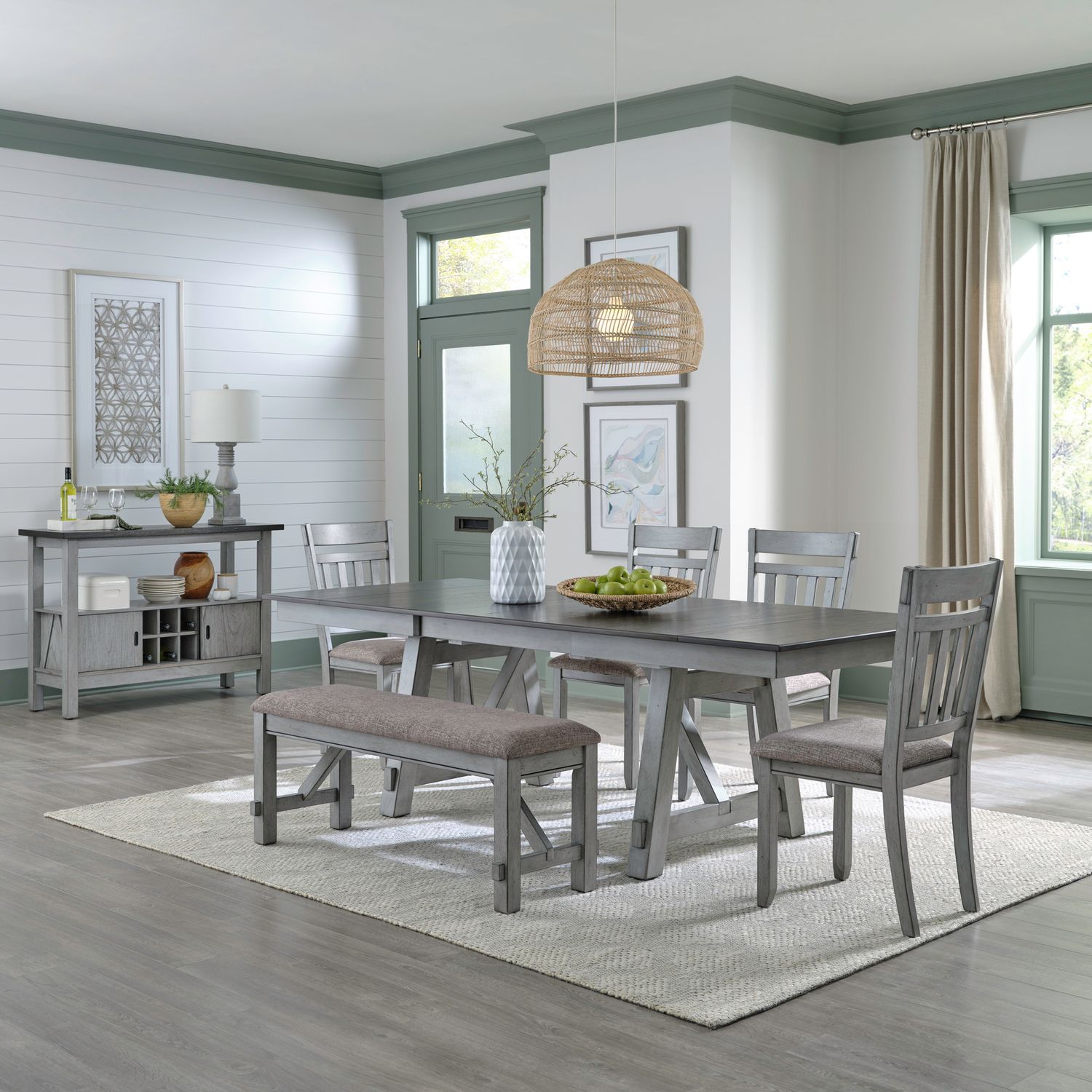 Newport 6 Piece Trestle Table Set