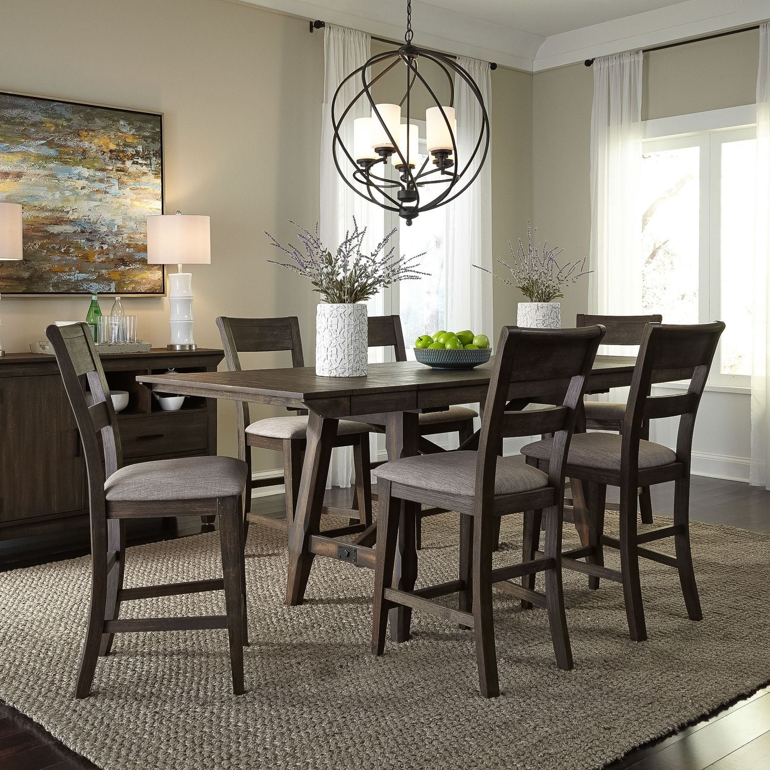 Double Bridge 7 Piece Gathering Table Set
