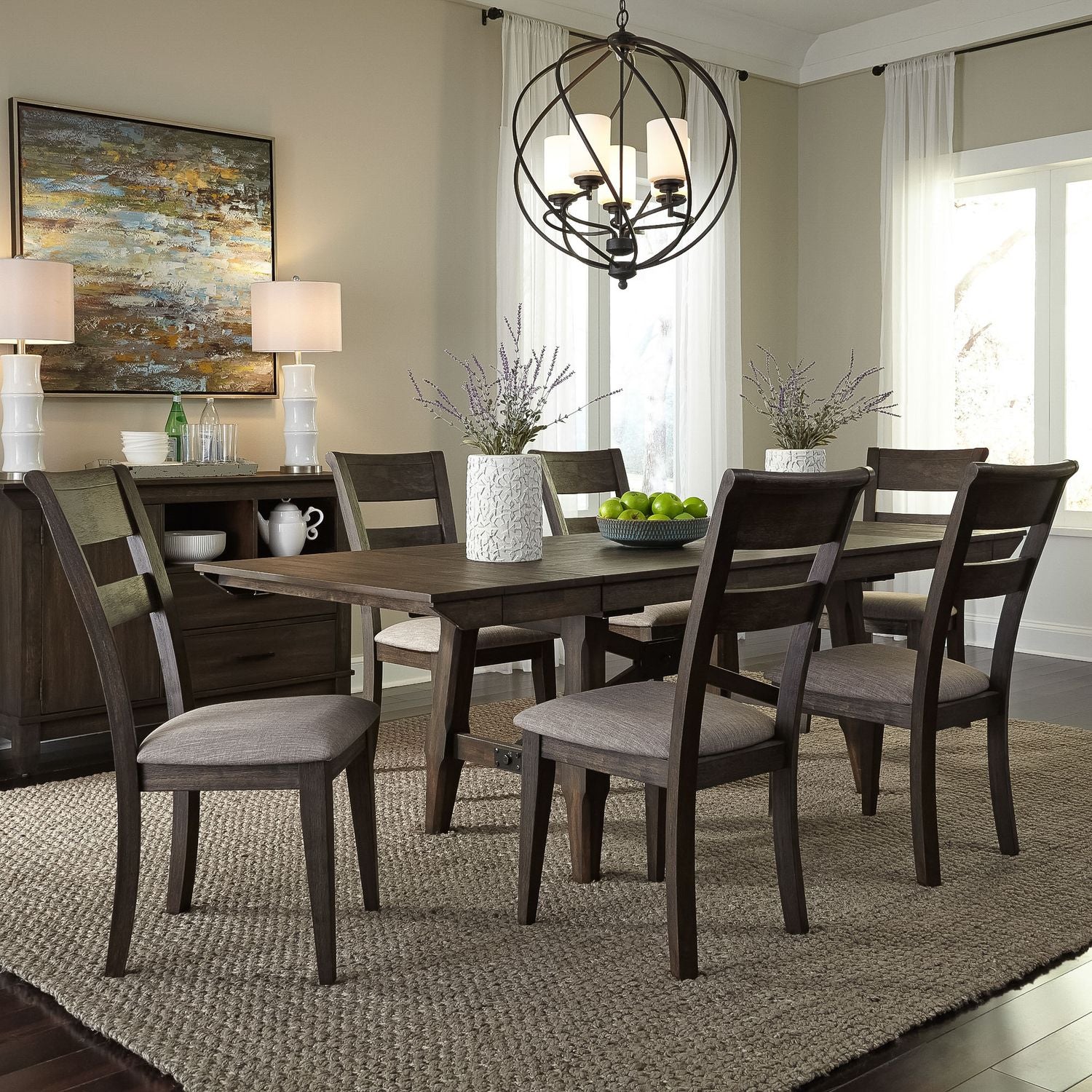 Double Bridge 7 Piece Trestle Table Set