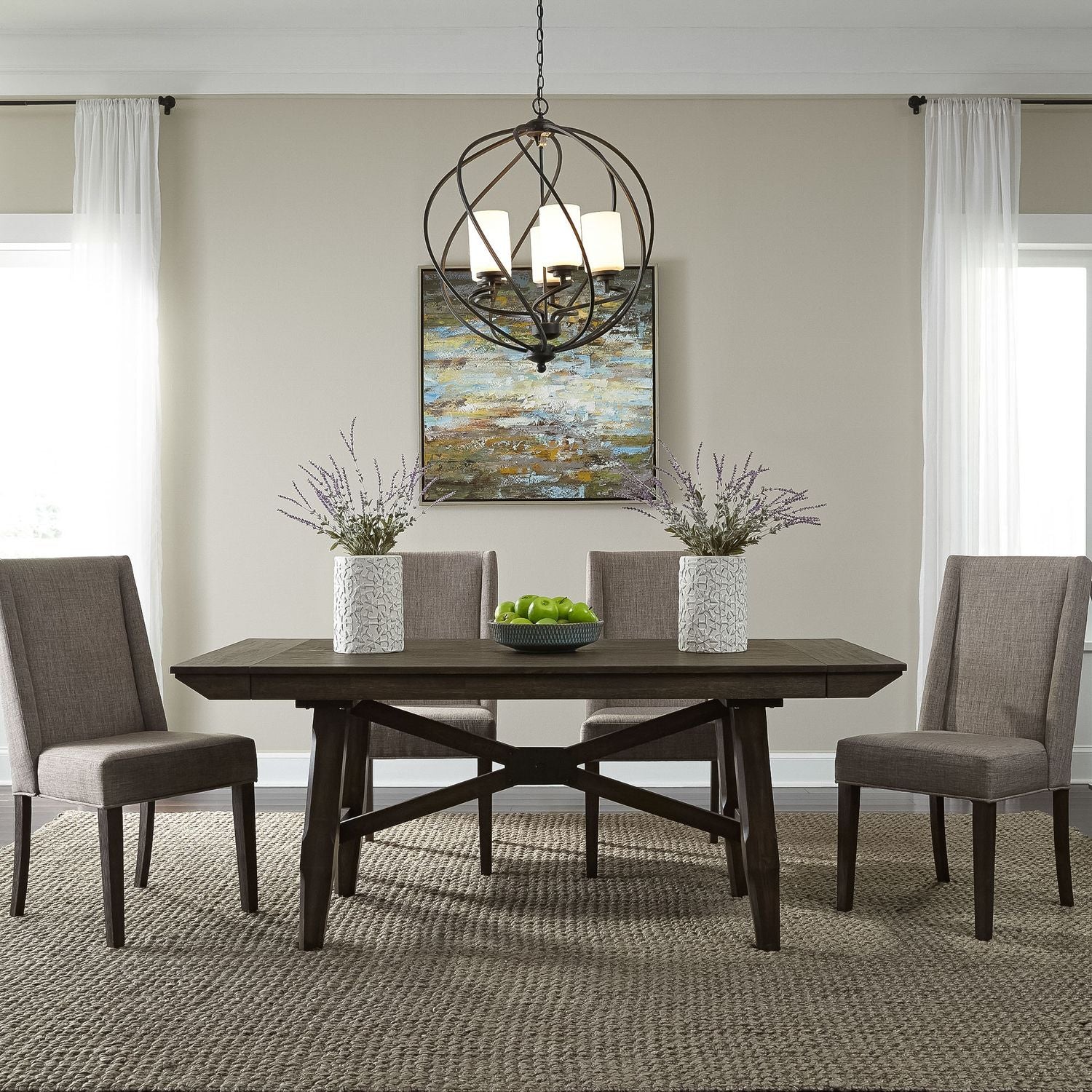Double Bridge Opt 5 Piece Trestle Table Set