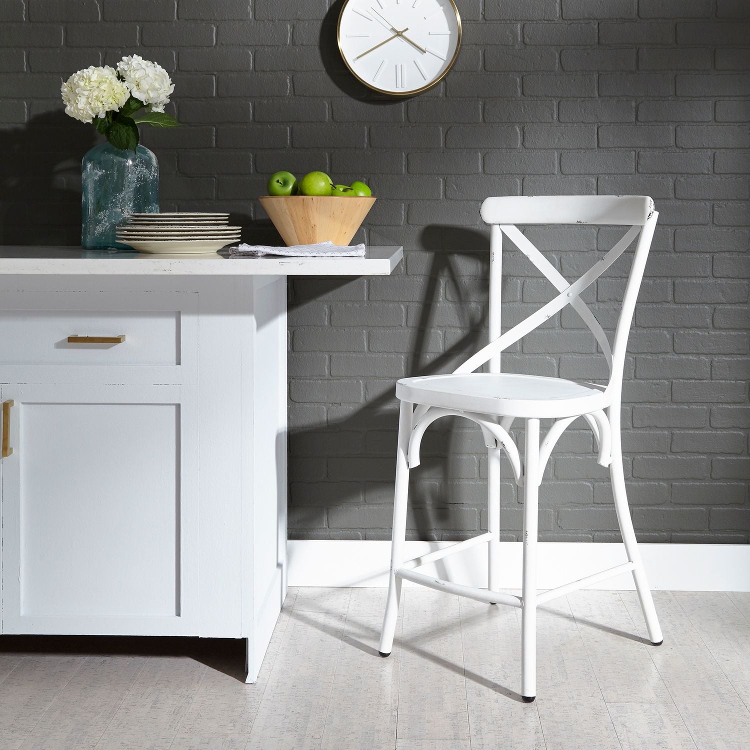 Vintage Series X Back Counter Chair - Antique White