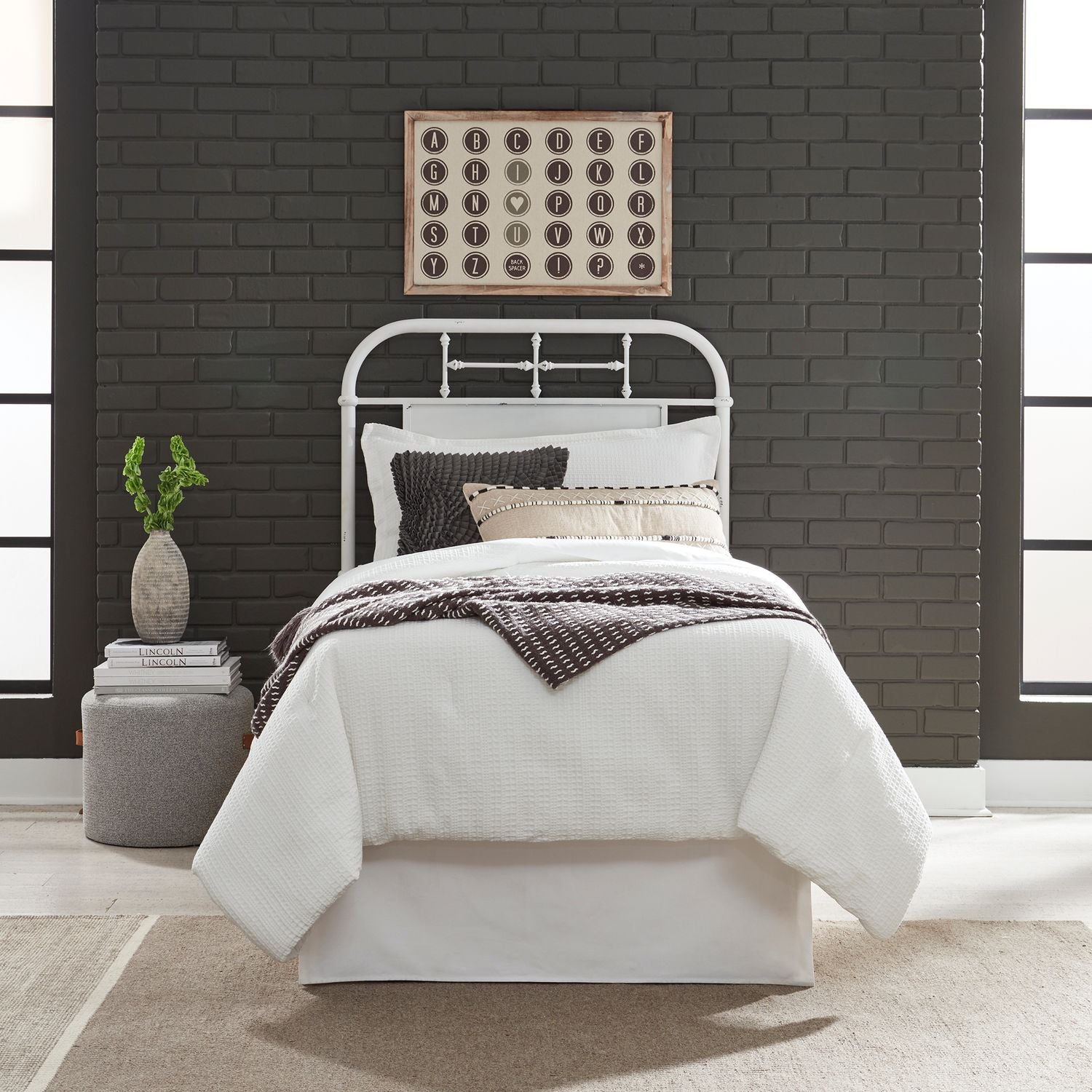 Vintage Series Twin Metal Headboard - Antique White