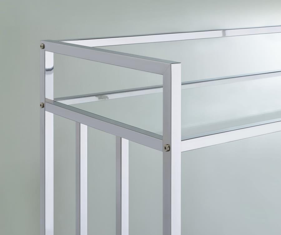 Cara 2-tier Rectangular Glass Shelf Metal Bar Cart Chrome