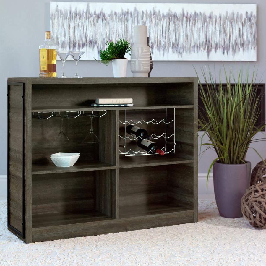 Joe 3-shelf Composite Wood Home Bar Wine Cabinet Aged Oak