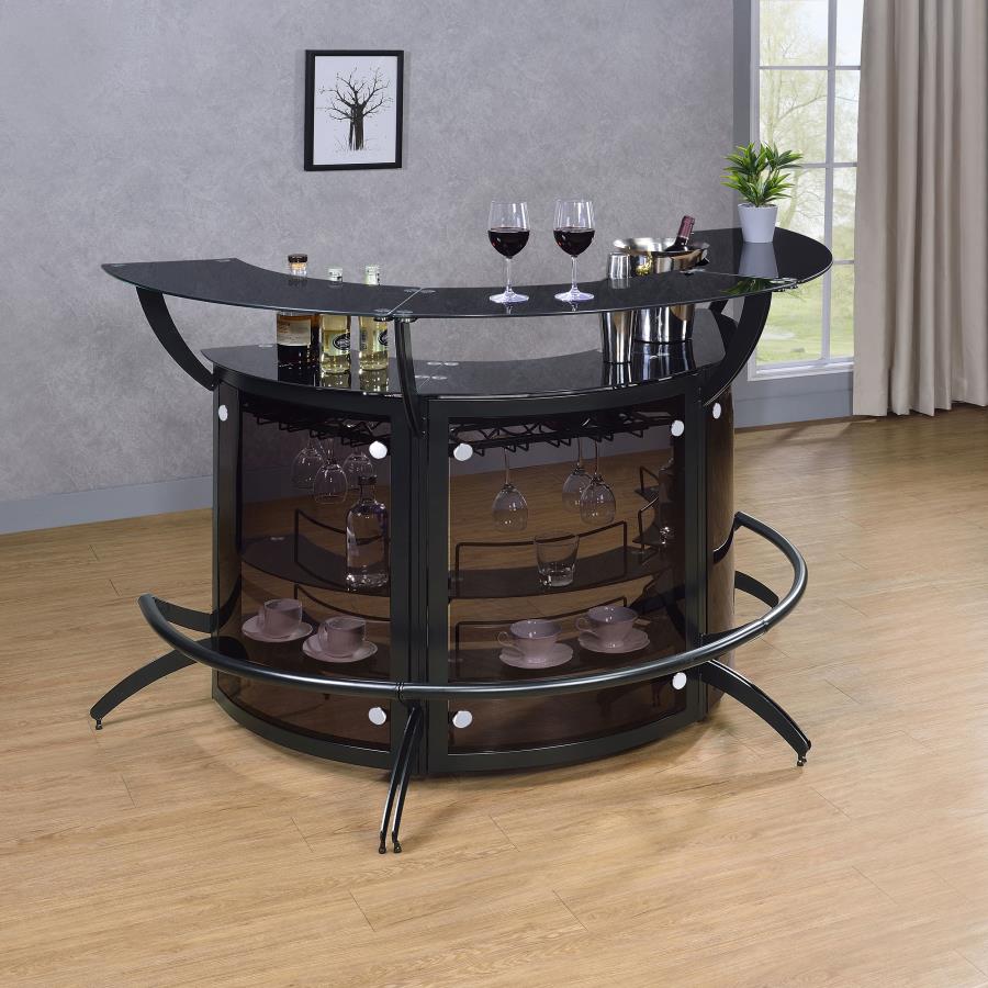 Dallas 3-piece Curved Freestanding Home Bar Set with Storage Black