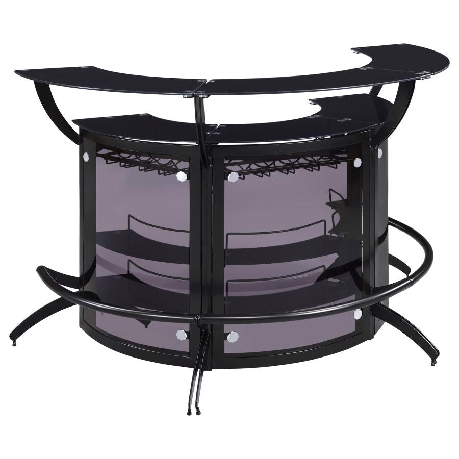Dallas 3-piece Curved Freestanding Home Bar Set with Storage Black