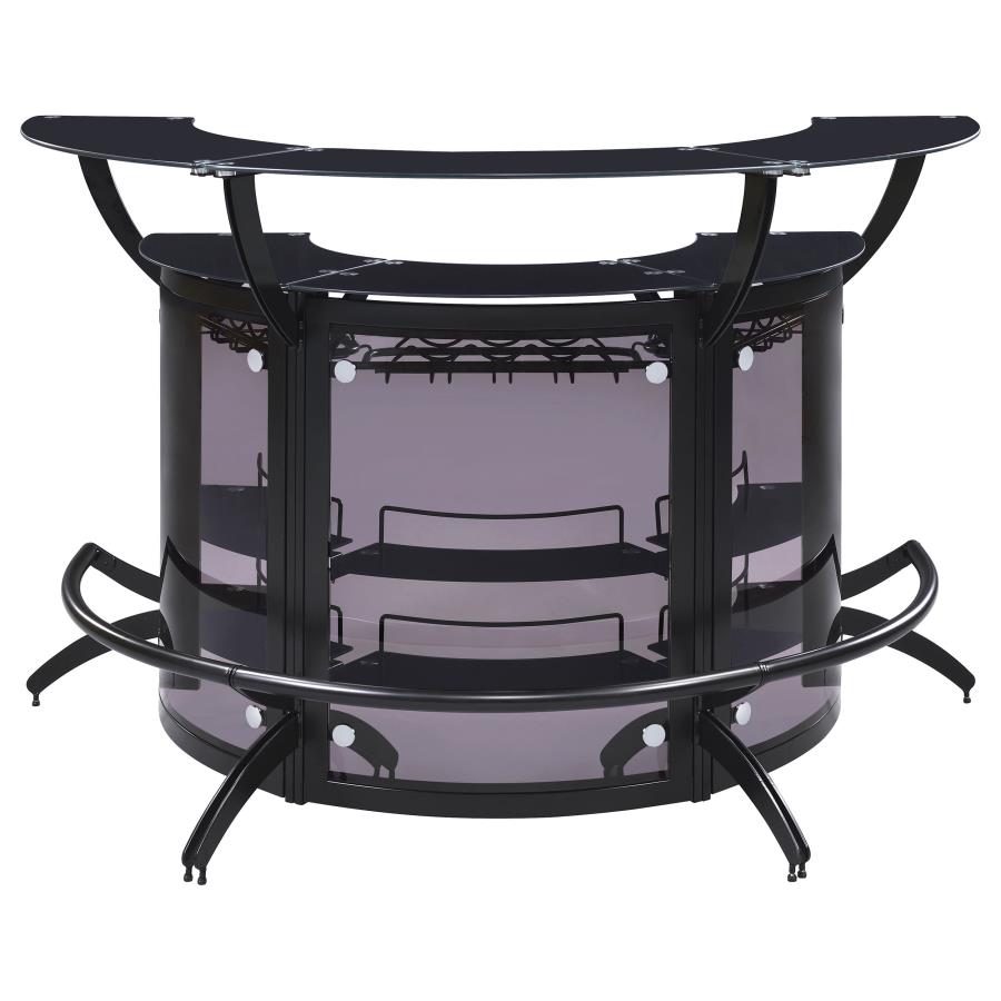 Dallas 3-piece Curved Freestanding Home Bar Set with Storage Black