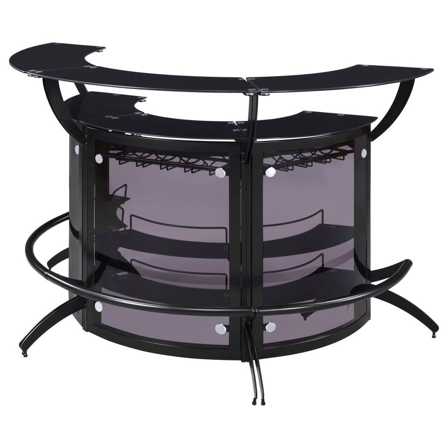 Dallas 3-piece Curved Freestanding Home Bar Set with Storage Black