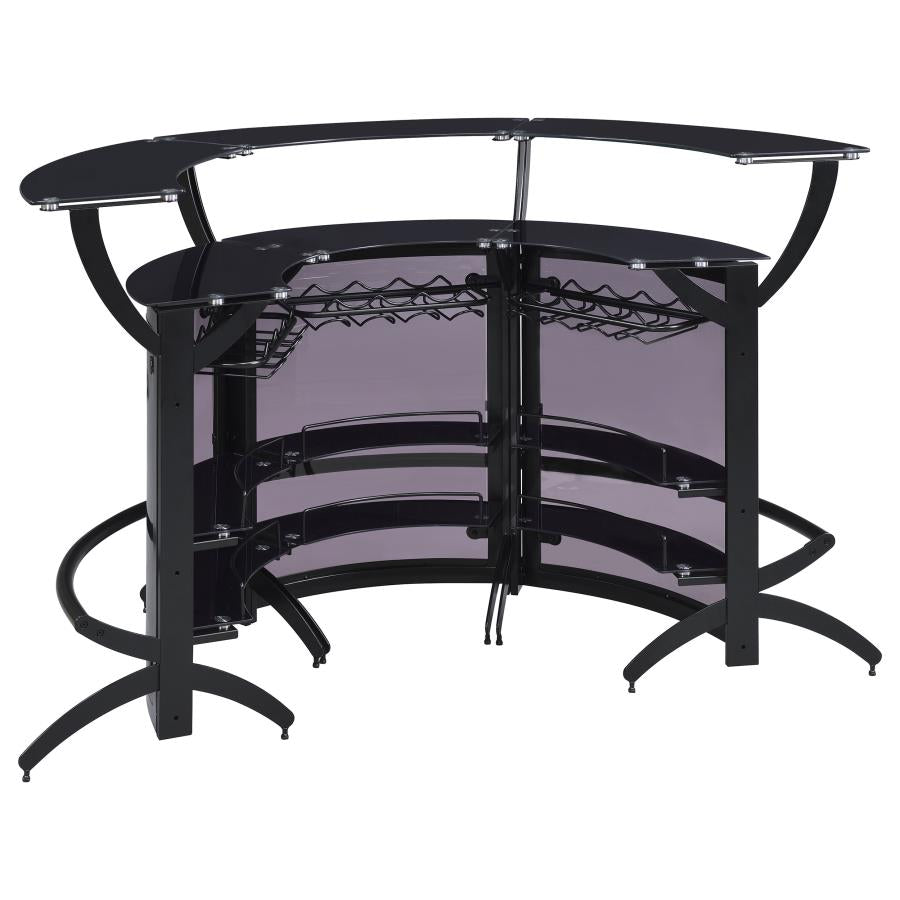Dallas 3-piece Curved Freestanding Home Bar Set with Storage Black