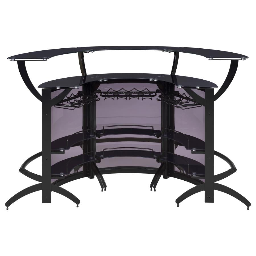 Dallas 3-piece Curved Freestanding Home Bar Set with Storage Black