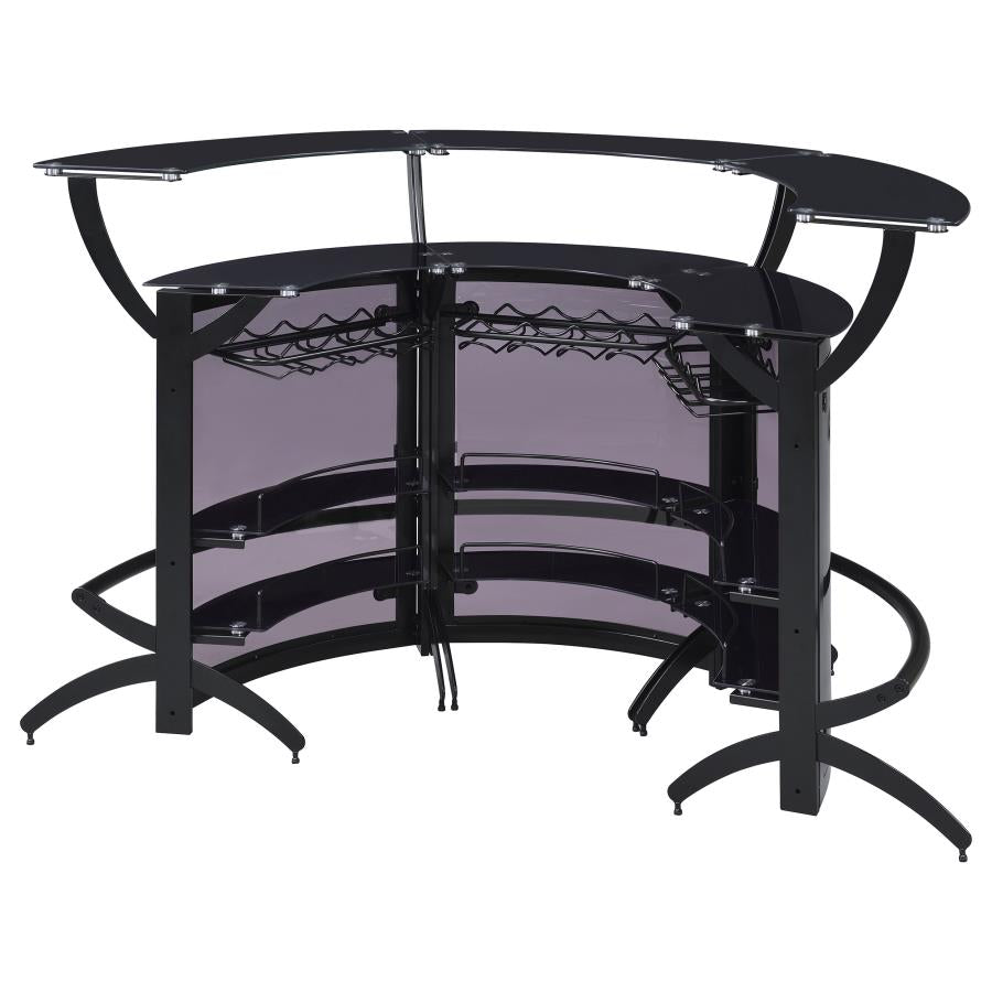Dallas 3-piece Curved Freestanding Home Bar Set with Storage Black