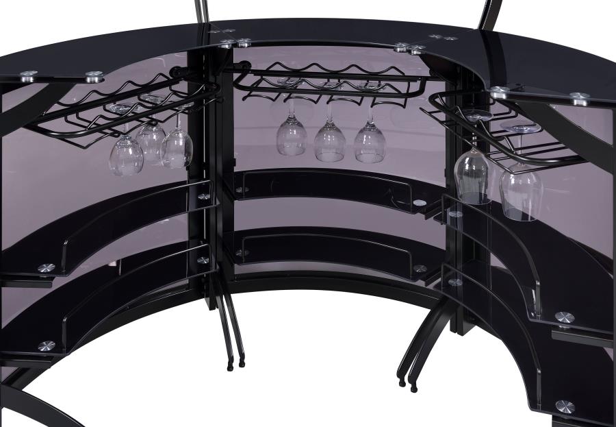 Dallas 3-piece Curved Freestanding Home Bar Set with Storage Black