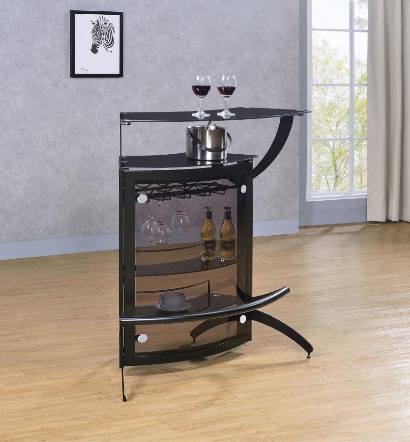 Dallas Curved Freestanding Home Bar Cabinet with Storage Black