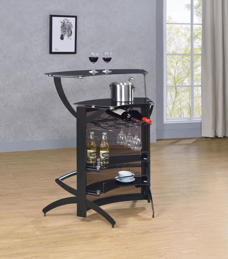 Dallas Curved Freestanding Home Bar Cabinet with Storage Black