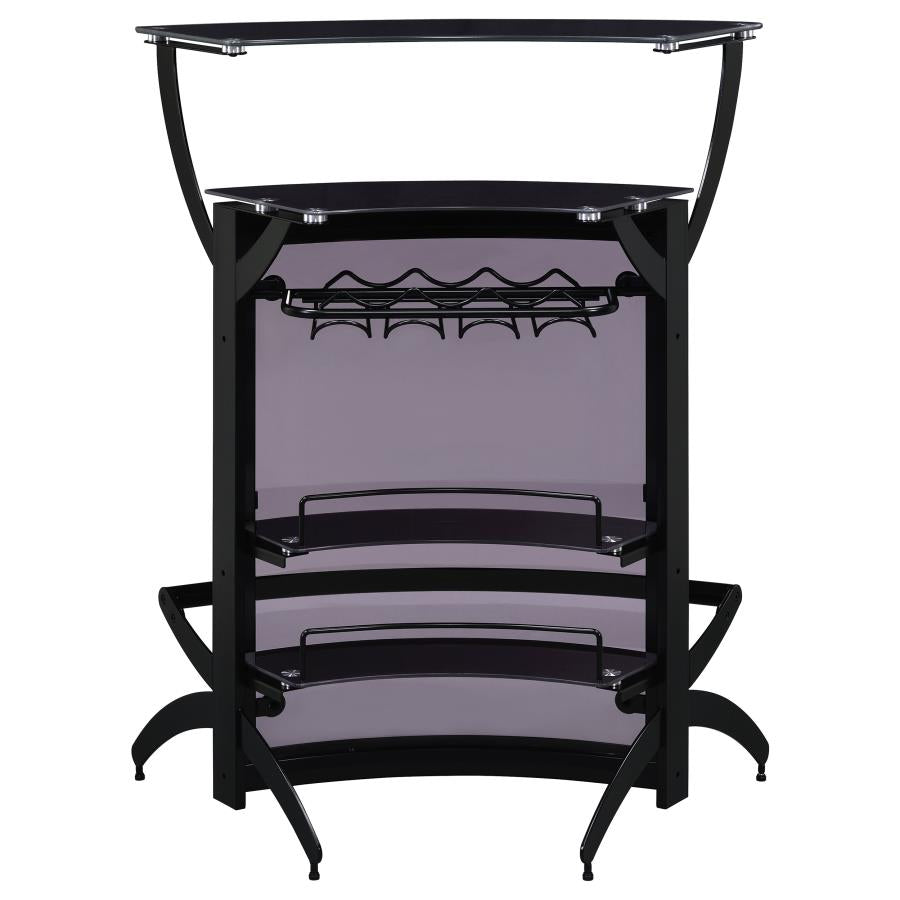 Dallas Curved Freestanding Home Bar Cabinet with Storage Black