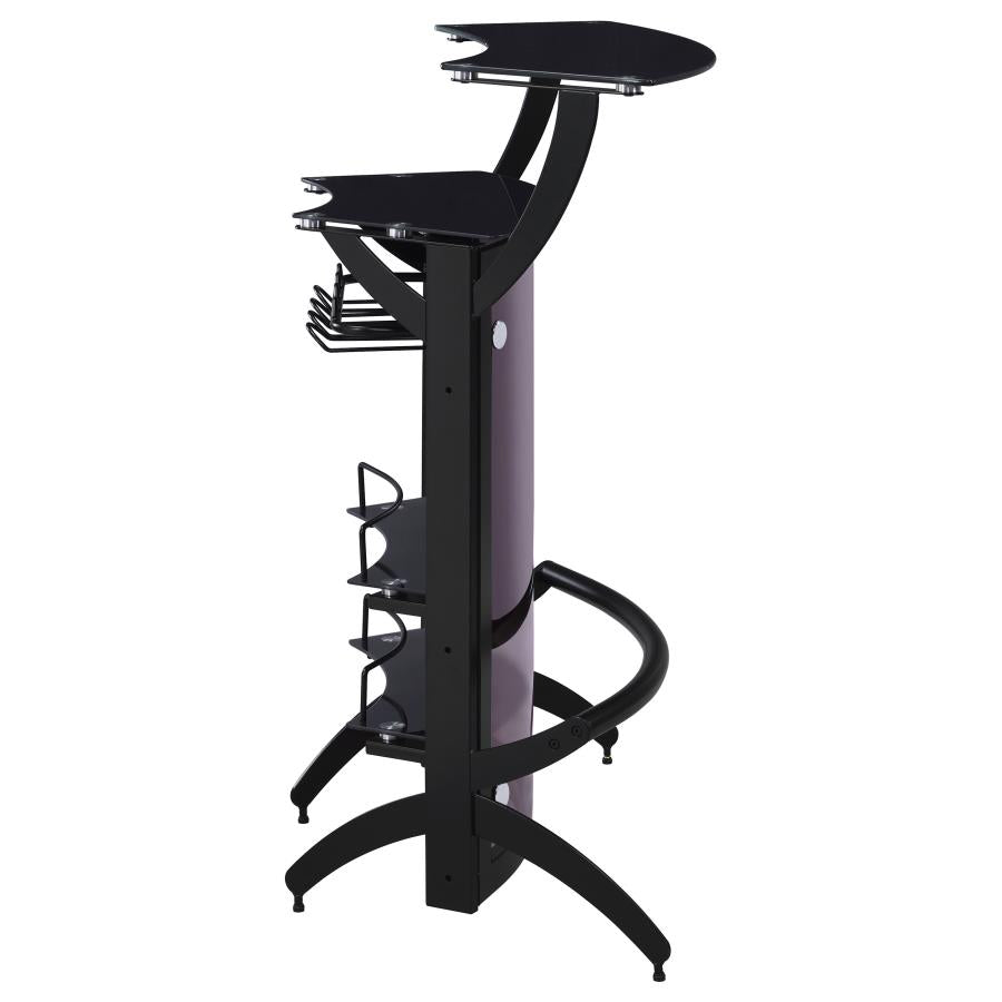 Dallas Curved Freestanding Home Bar Cabinet with Storage Black
