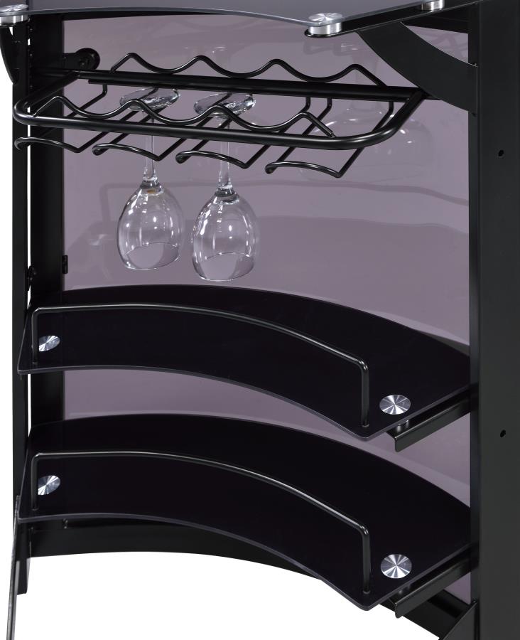 Dallas Curved Freestanding Home Bar Cabinet with Storage Black