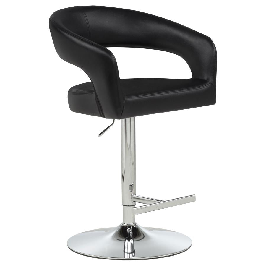 Travia Leatherette Upholstered Adjustable Bar Stool Black