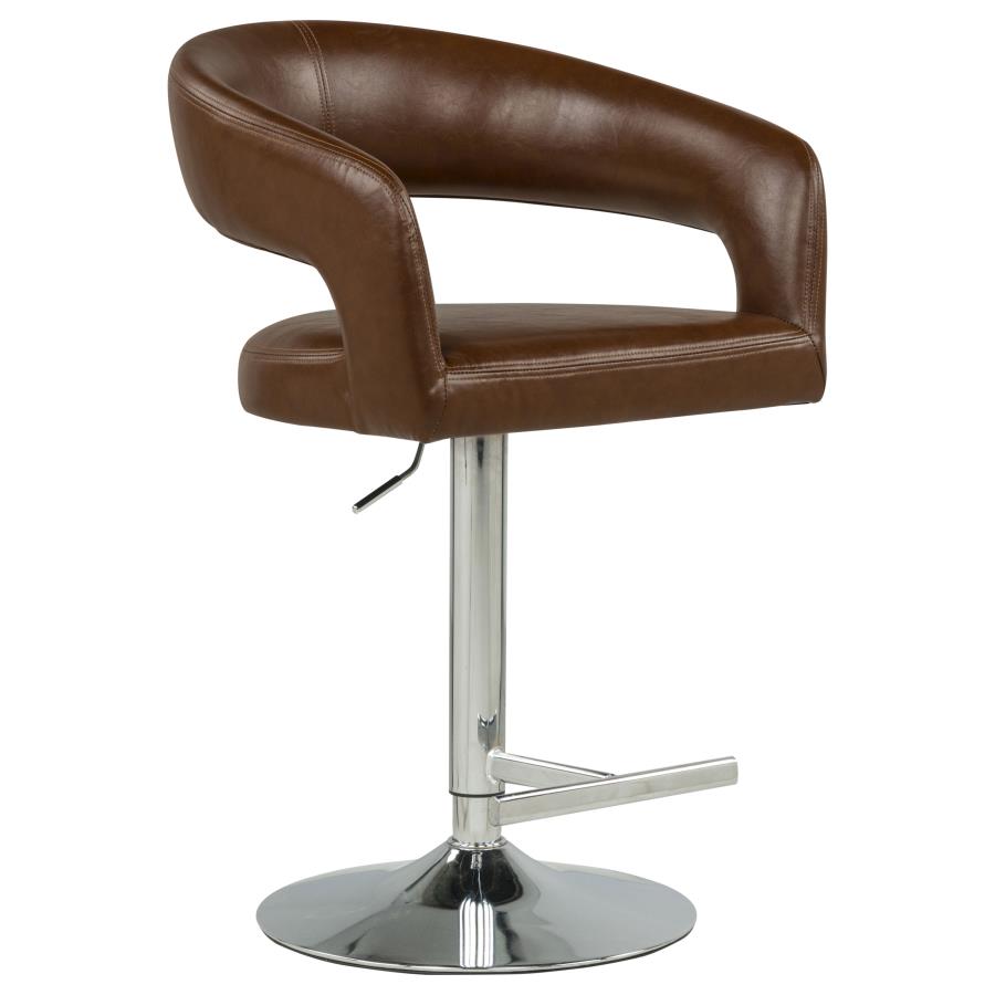 Travia Faux Leather Upholstered Adjustable Bar Stool Cocoa Brown