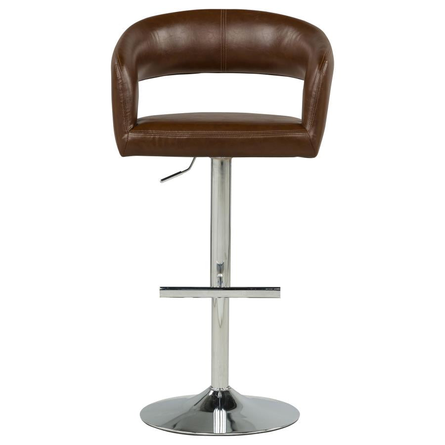 Travia Faux Leather Upholstered Adjustable Bar Stool Cocoa Brown