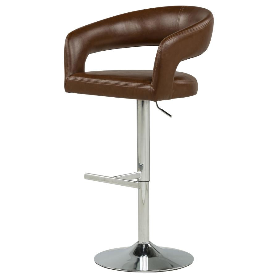 Travia Faux Leather Upholstered Adjustable Bar Stool Cocoa Brown