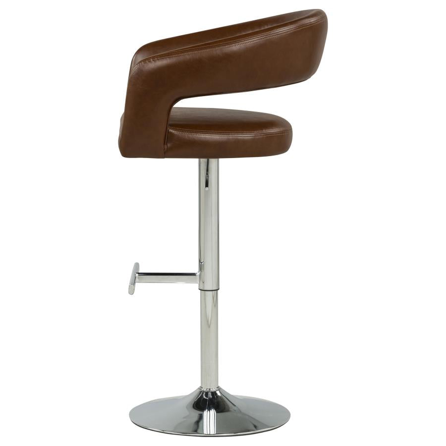 Travia Faux Leather Upholstered Adjustable Bar Stool Cocoa Brown