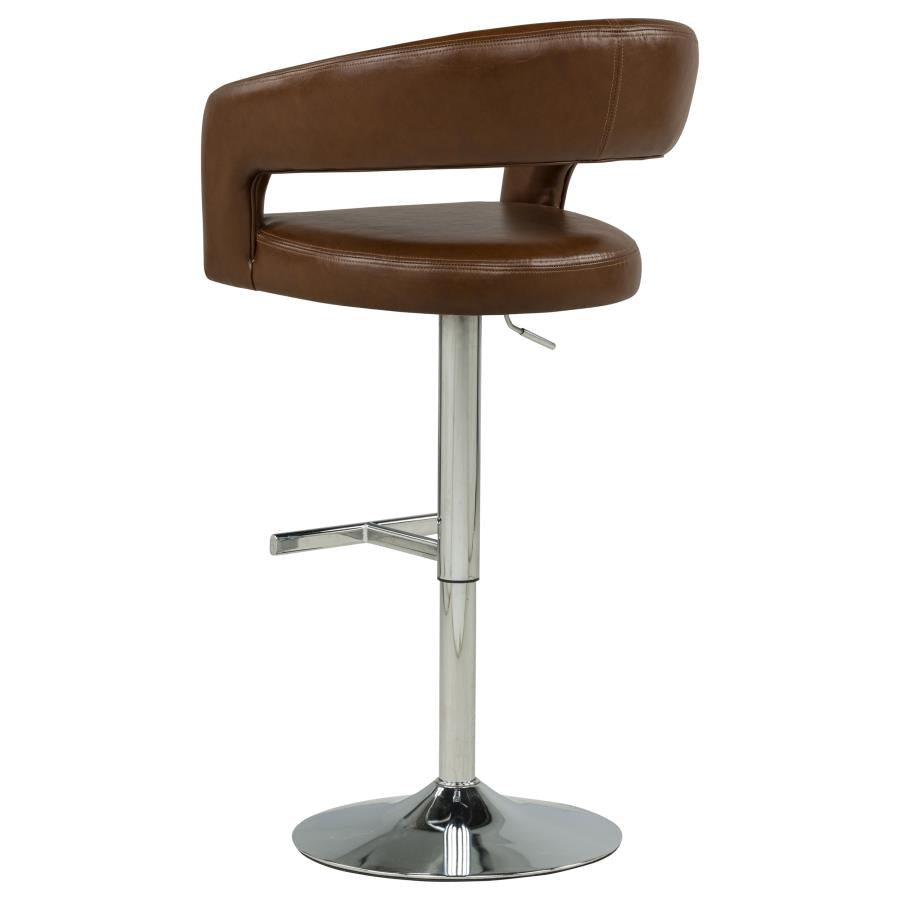 Travia Faux Leather Upholstered Adjustable Bar Stool Cocoa Brown