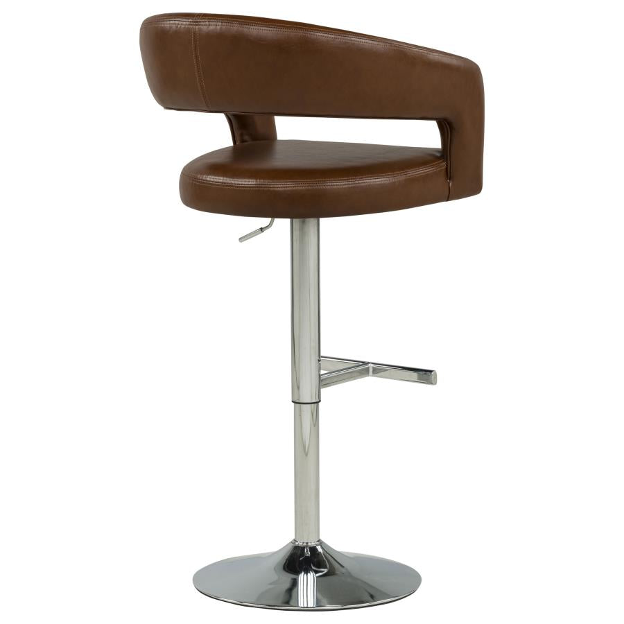 Travia Faux Leather Upholstered Adjustable Bar Stool Cocoa Brown