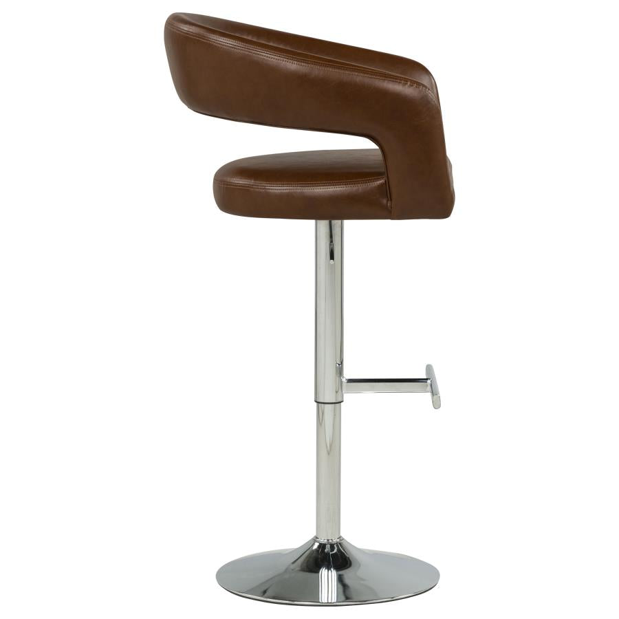 Travia Faux Leather Upholstered Adjustable Bar Stool Cocoa Brown