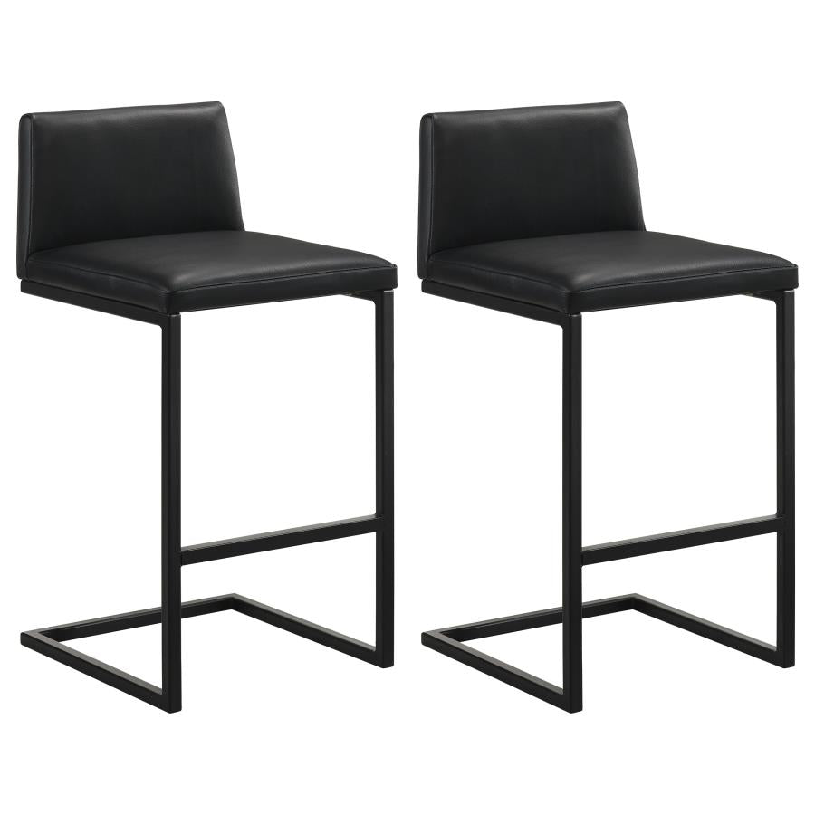 Vardon Genuine Leather Bar Stool Black (Set of 2)