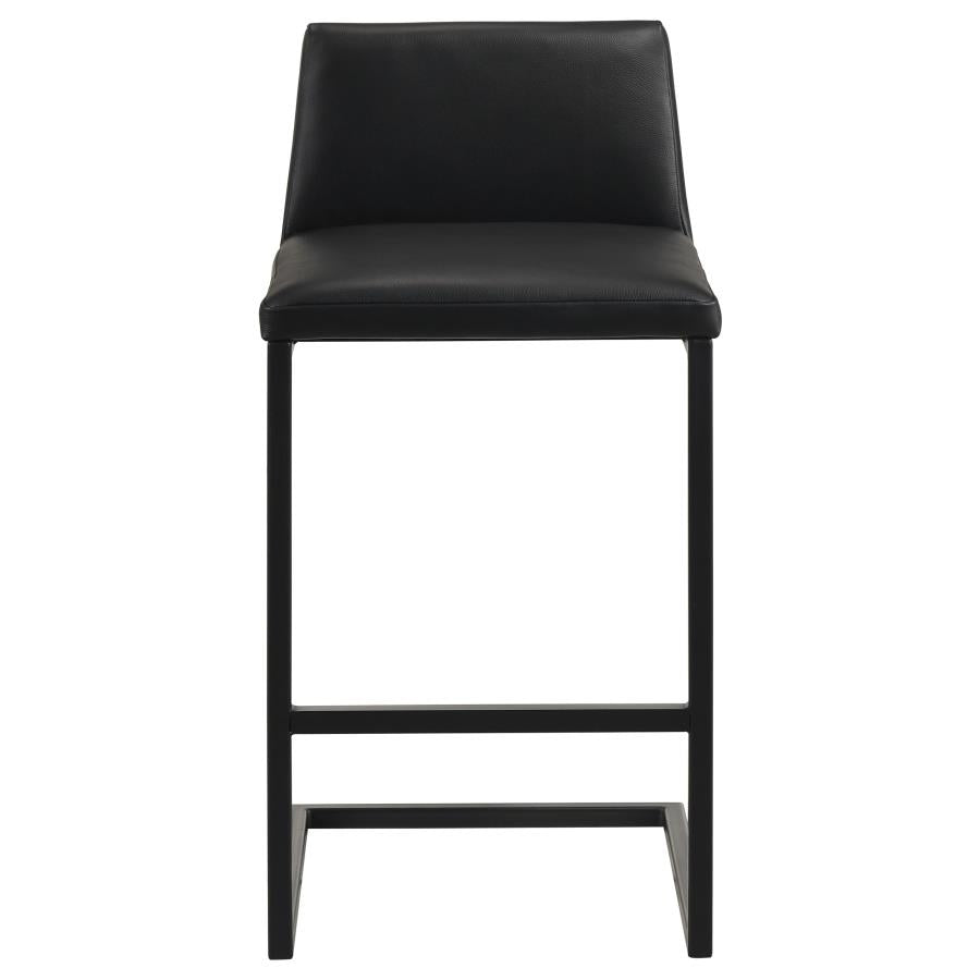 Vardon Genuine Leather Bar Stool Black (Set of 2)