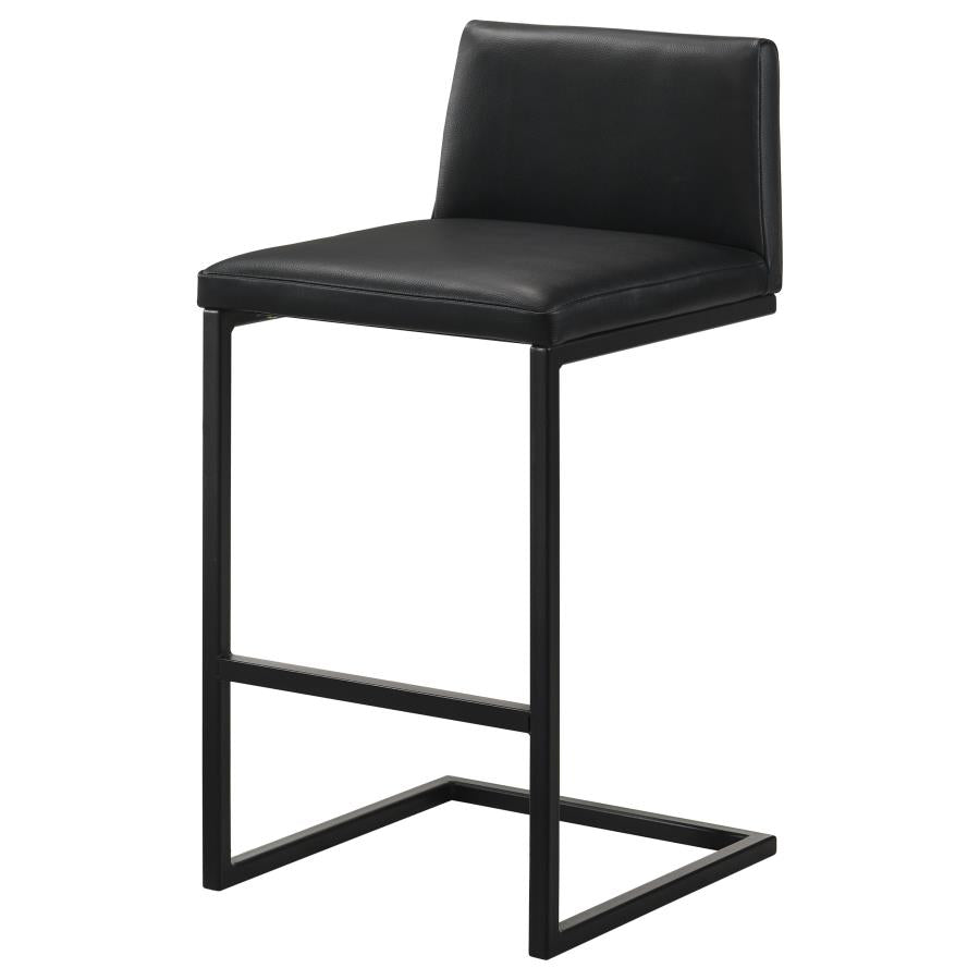 Vardon Genuine Leather Bar Stool Black (Set of 2)