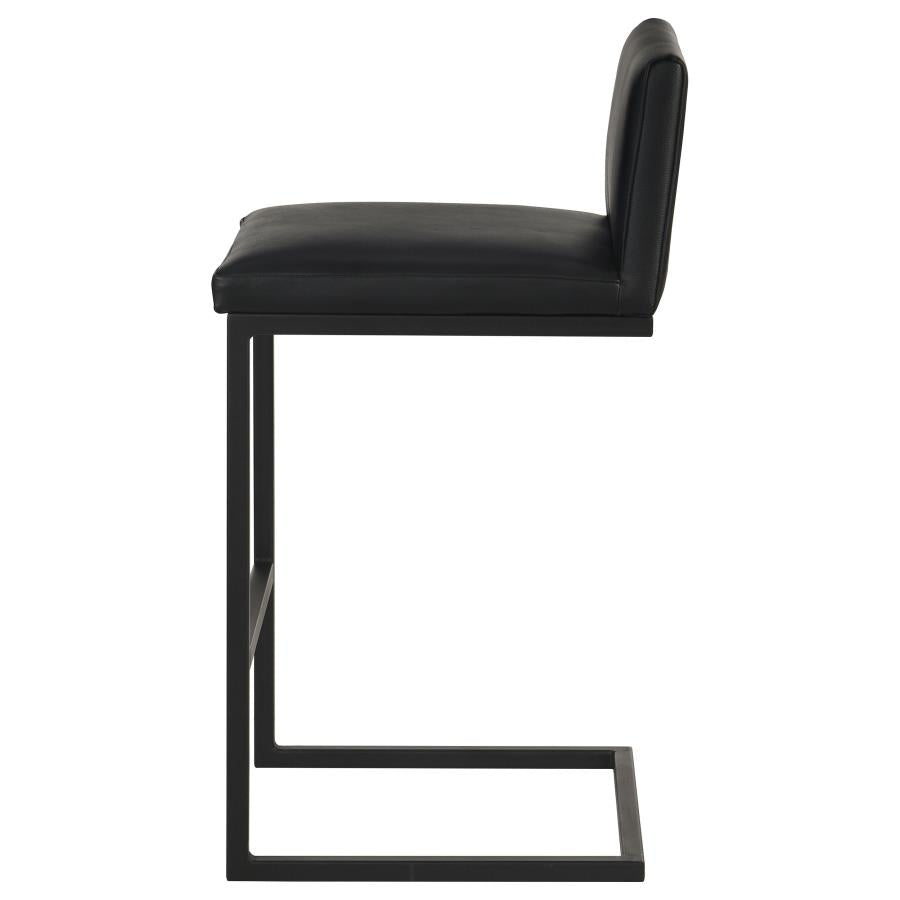 Vardon Genuine Leather Bar Stool Black (Set of 2)