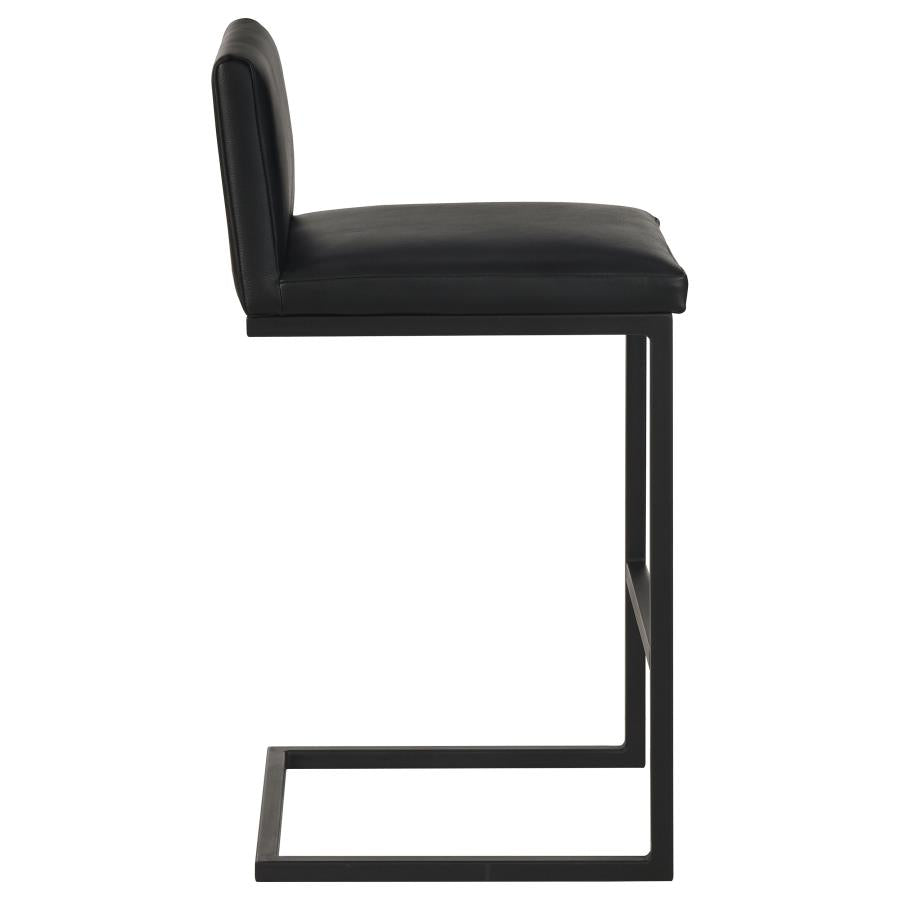 Vardon Genuine Leather Bar Stool Black (Set of 2)